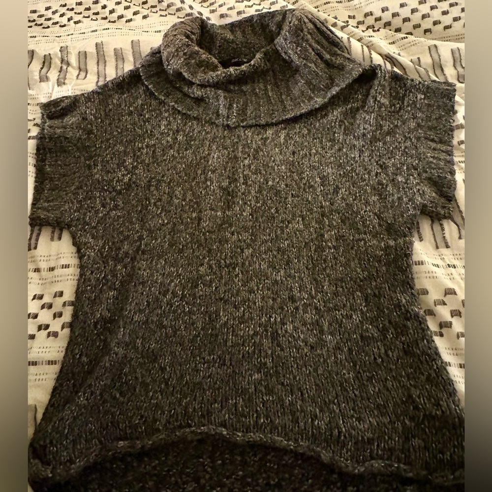 mac & jac Charcoal Cowl Neck Sweater Vest for Layering soft and warm!